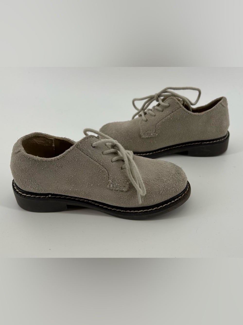 Janie and Jack Beige Suede Lace-Up Dress Shoes - Picture 4 of 6